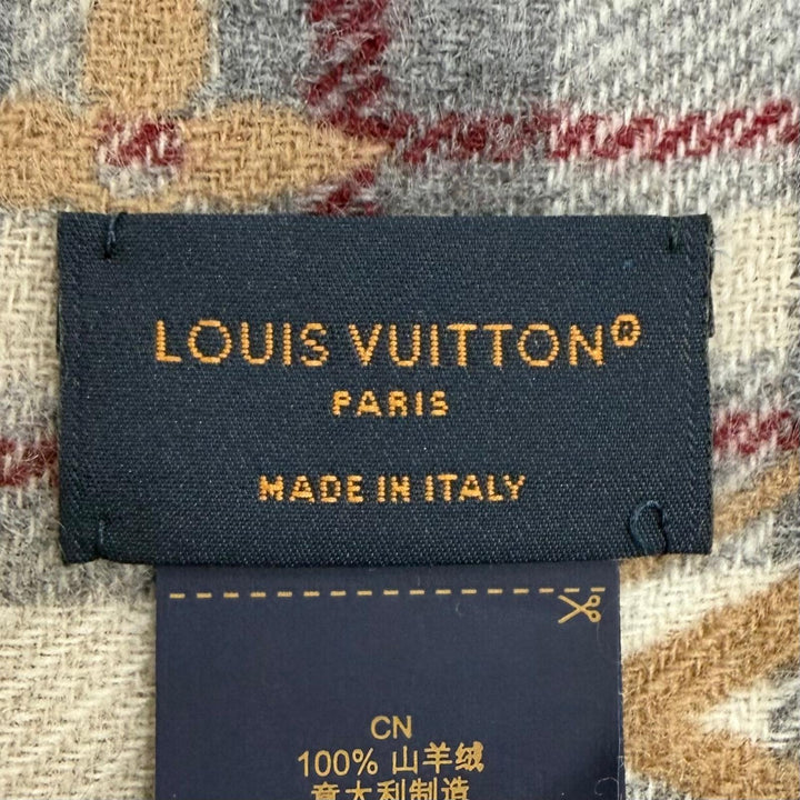 美品▼LOUIS VUITTON ルイヴィトン 2024年製 M79199 エシャルプ モノグラム グラディエントタータン カシミヤ100% 刺繍 マフラー 正規品
