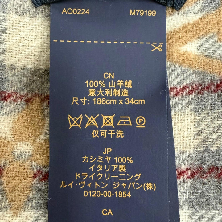 美品▼LOUIS VUITTON ルイヴィトン 2024年製 M79199 エシャルプ モノグラム グラディエントタータン カシミヤ100% 刺繍 マフラー 正規品