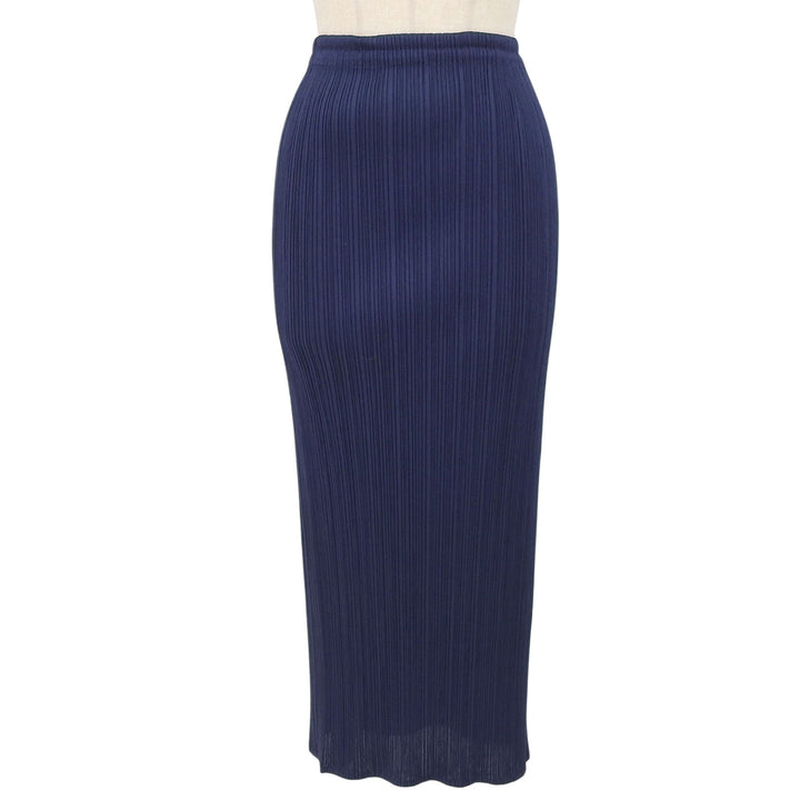 極美品▲PLEATS PLEASE プリーツプリーズ イッセイミヤケ PP11-JG211 ロング丈 プリーツ スカート ネイビー 1 日本製 正規品 レディース
