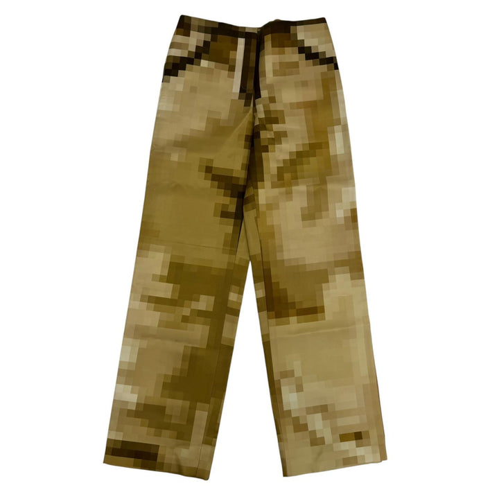 極美品☆LOEWE ロエベ S540Y04XEG シルク100％ Trousers ピクセル ワイドパンツ ゴールド 36 イタリア製 正規品 レディース