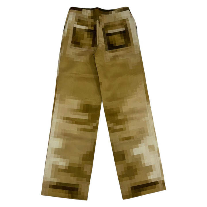 極美品☆LOEWE ロエベ S540Y04XEG シルク100％ Trousers ピクセル ワイドパンツ ゴールド 36 イタリア製 正規品 レディース