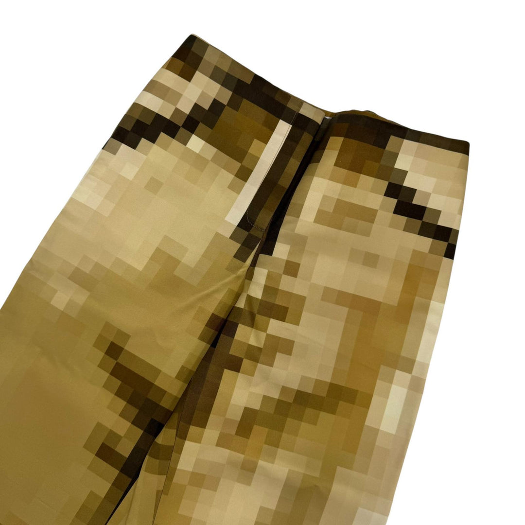 極美品☆LOEWE ロエベ S540Y04XEG シルク100％ Trousers ピクセル ワイドパンツ ゴールド 36 イタリア製 正規品 レディース