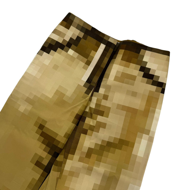 極美品☆LOEWE ロエベ S540Y04XEG シルク100％ Trousers ピクセル ワイドパンツ ゴールド 36 イタリア製 正規品 レディース