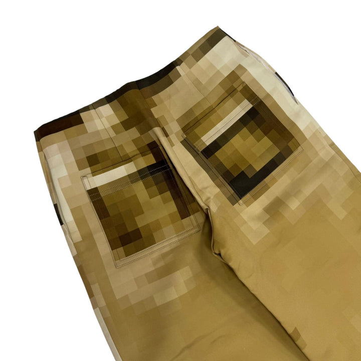 極美品☆LOEWE ロエベ S540Y04XEG シルク100％ Trousers ピクセル ワイドパンツ ゴールド 36 イタリア製 正規品 レディース
