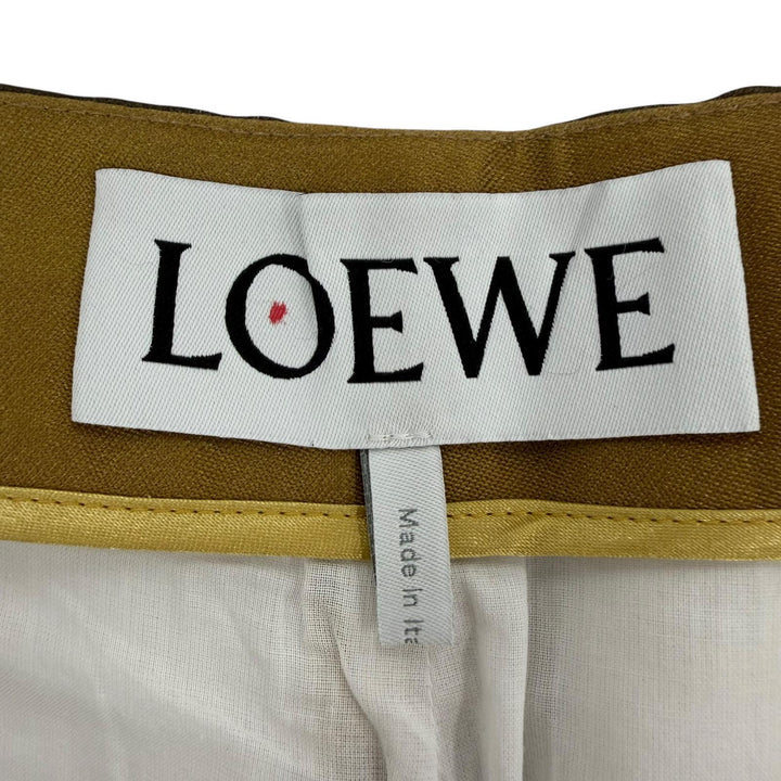 極美品☆LOEWE ロエベ S540Y04XEG シルク100％ Trousers ピクセル ワイドパンツ ゴールド 36 イタリア製 正規品 レディース