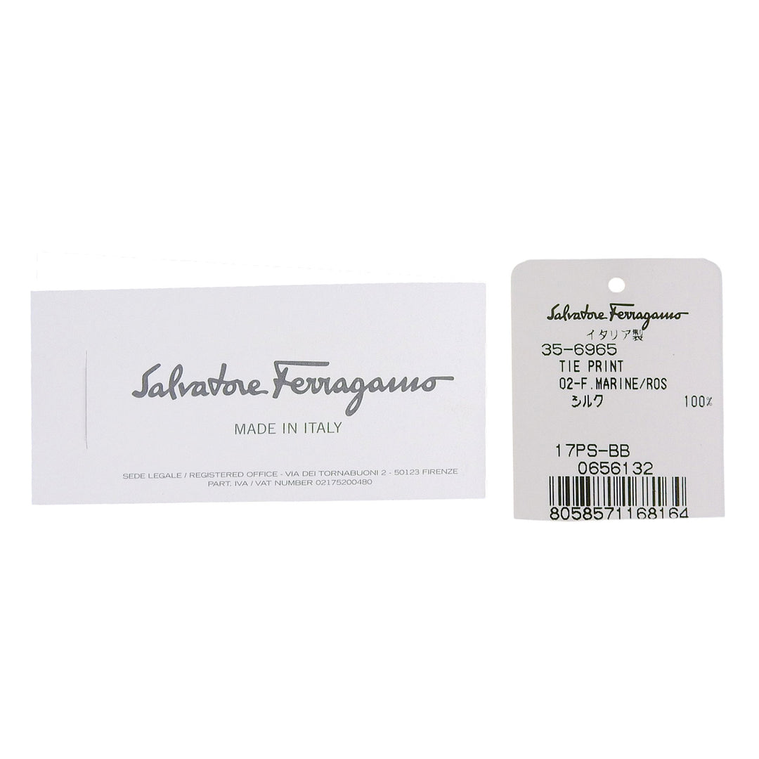 未使用品▲Salvatore Ferragamo サルヴァトーレフェラガモ シルク100% 像 エレファント 総柄 ネクタイ ブルー グレー ピンク 伊製 メンズ