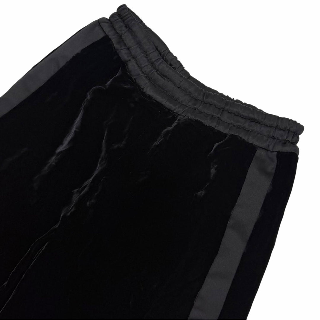 極美品★CHANEL シャネル P65296 シルク混 ココマーク サイドライン ベロア パンツ ボトムス ブラック 36 フランス製 正規品 レディース
