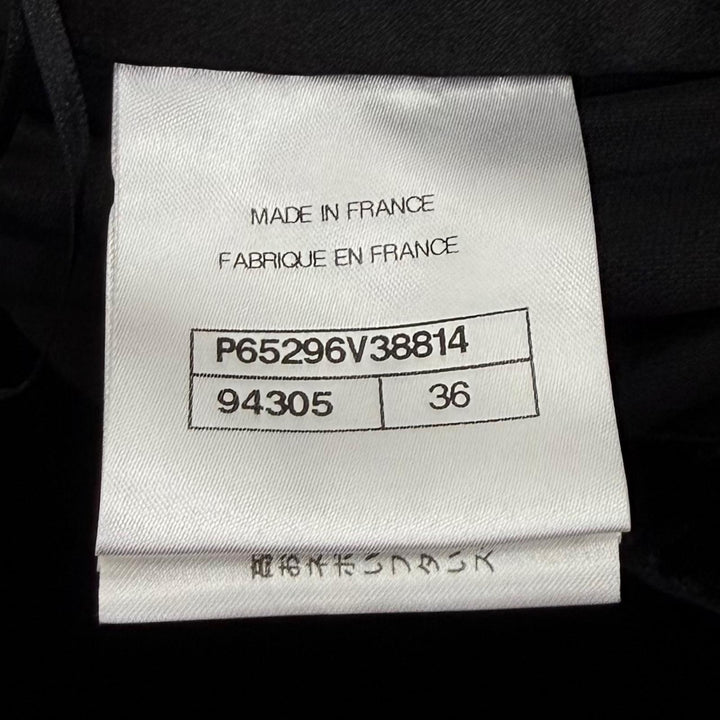 極美品★CHANEL シャネル P65296 シルク混 ココマーク サイドライン ベロア パンツ ボトムス ブラック 36 フランス製 正規品 レディース