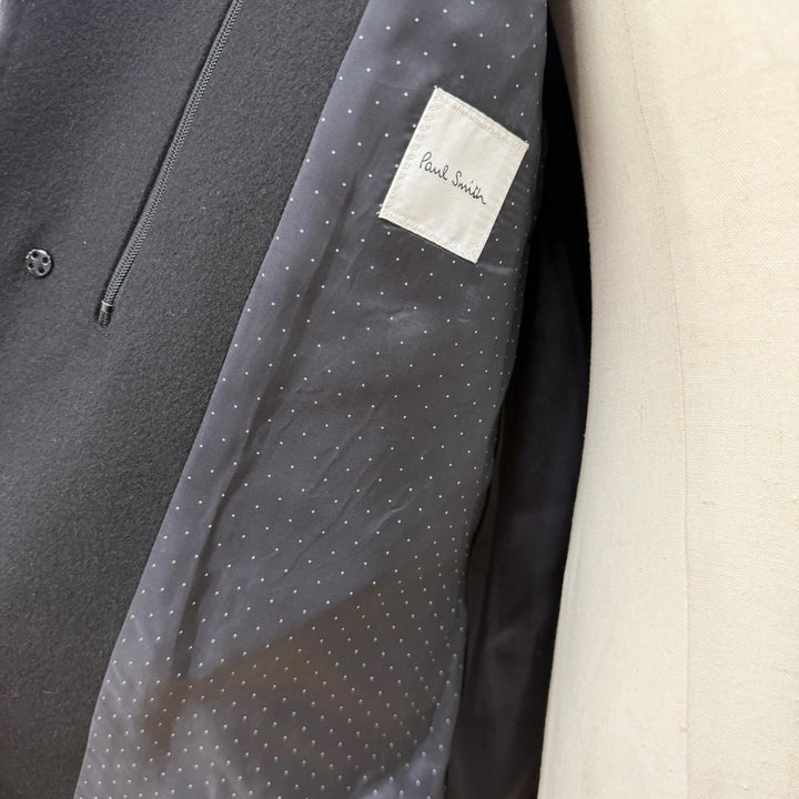 美品▼Paul Smith ポールスミス カシミヤ100% ステンカラーコート ブラック M 日本製 正規品 メンズ シンプル ビジネスオススメ◎