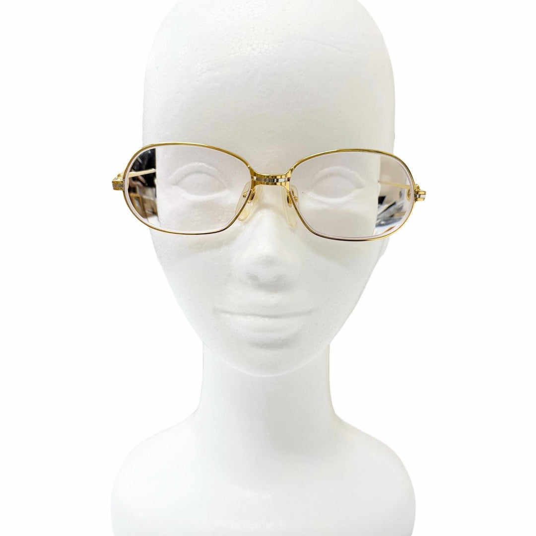 良品□Cartier カルティエ ヴィンテージ マイヨン パンテール 130 メガネ 眼鏡 アイウェア ゴールド ボルドー 54□15 度入 フランス製