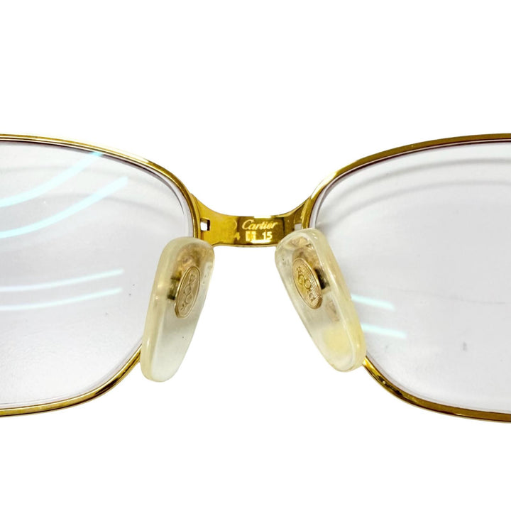 良品□Cartier カルティエ ヴィンテージ マイヨン パンテール 130 メガネ 眼鏡 アイウェア ゴールド ボルドー 54□15 度入 フランス製