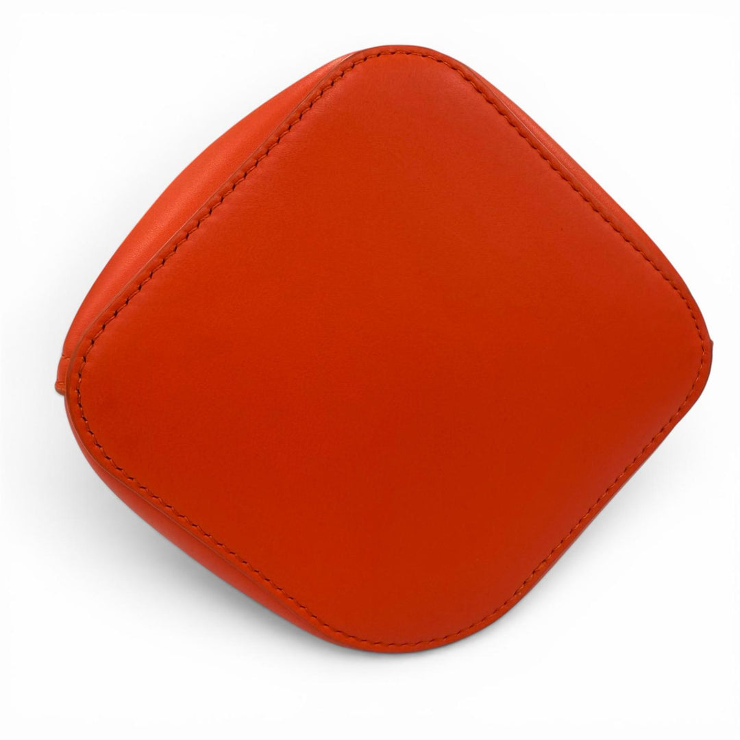 美品☆LOEWE ロエベ AANBBBMX01 ペブル バケットバッグ ミニ スムースカーフスキン 2WAY ショルダー ハンドバッグ ビビッドオレンジ