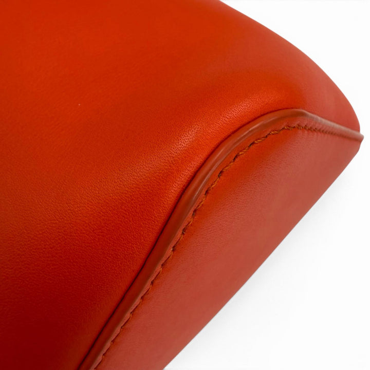 美品☆LOEWE ロエベ AANBBBMX01 ペブル バケットバッグ ミニ スムースカーフスキン 2WAY ショルダー ハンドバッグ ビビッドオレンジ