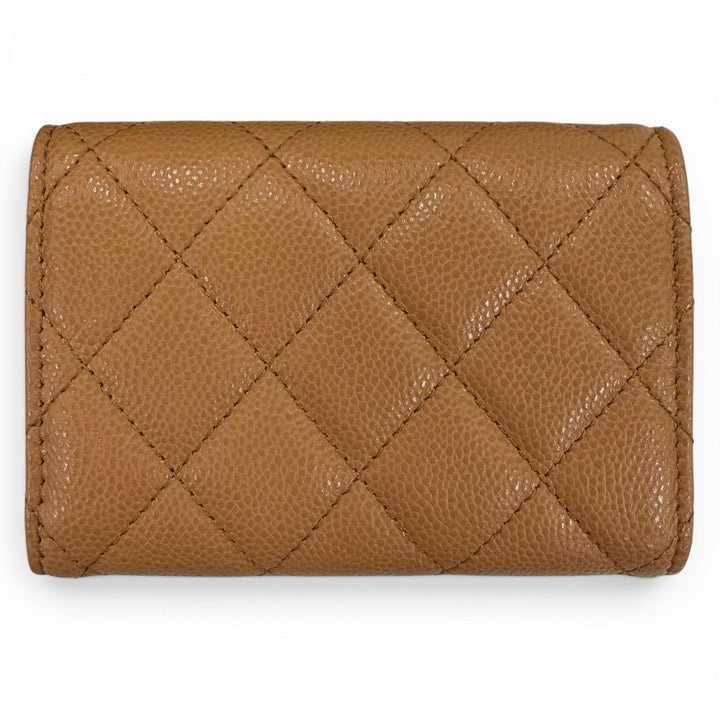 未使用品☆CHANEL シャネル AP0230 クラシック スモール フラップ ウォレット キャビアスキン ココマーク マトラッセ 財布 ブラウン