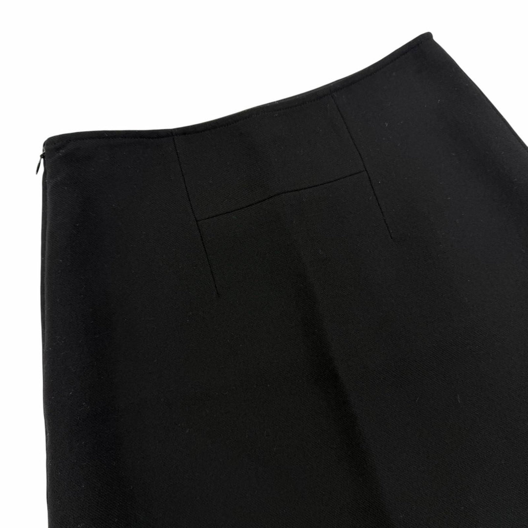 美品☆HERMES エルメス ウール バックHモチーフ 台形スカート ミニスカート ブラック 36 フランス製 正規品 レディース