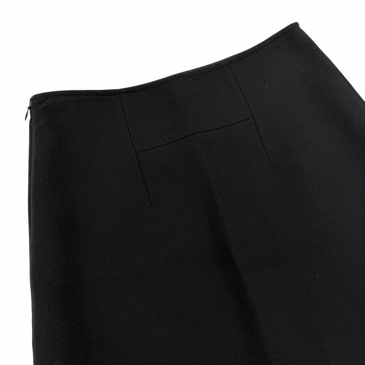 美品☆HERMES エルメス ウール バックHモチーフ 台形スカート ミニスカート ブラック 36 フランス製 正規品 レディース