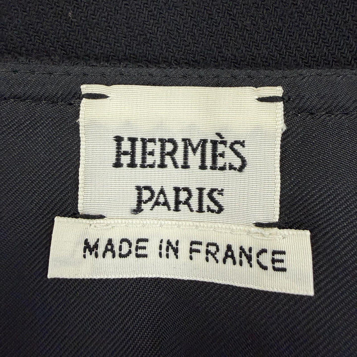 美品☆HERMES エルメス ウール バックHモチーフ 台形スカート ミニスカート ブラック 36 フランス製 正規品 レディース