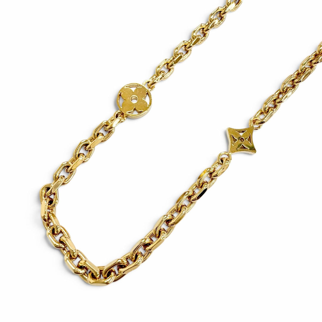 極美品△LOUIS VUITTON ルイヴィトン M02740 チェーン LVユアーズ モノグラムフラワー ネックレス ゴールド 伊製 メンズ 箱・保存袋付き