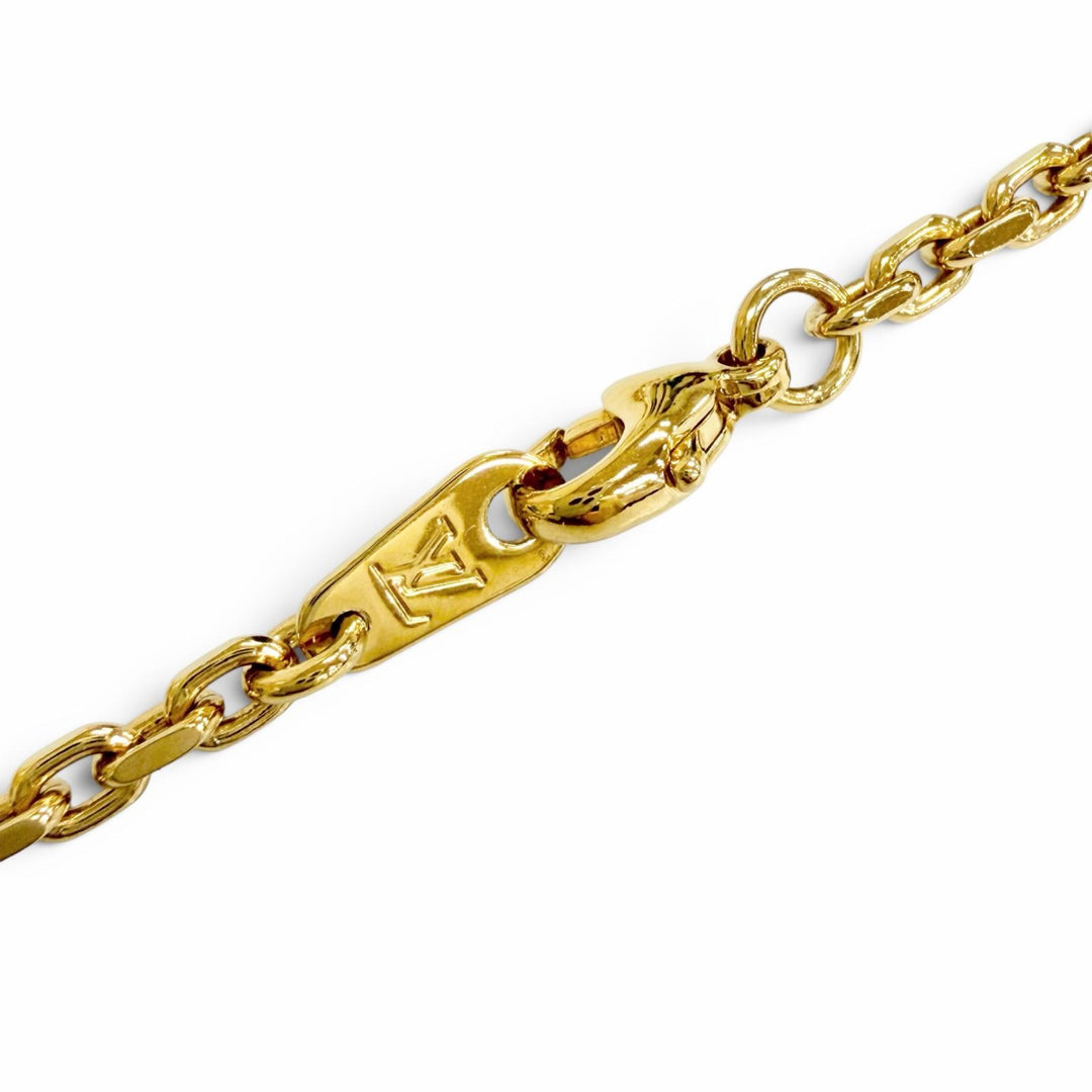 極美品△LOUIS VUITTON ルイヴィトン M02740 チェーン LVユアーズ モノグラムフラワー ネックレス ゴールド 伊製 メンズ 箱・保存袋付き