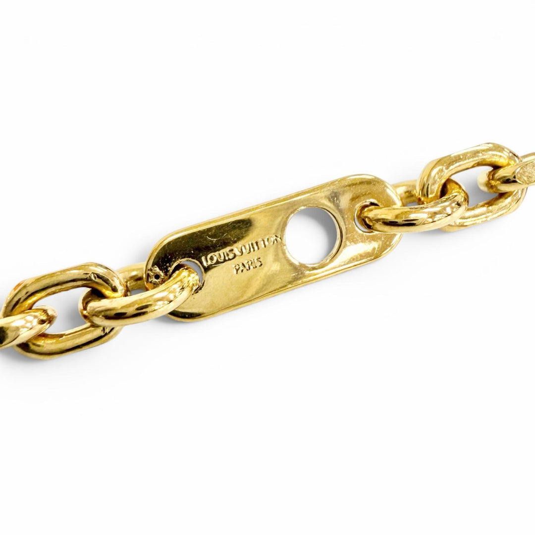 極美品△LOUIS VUITTON ルイヴィトン M02740 チェーン LVユアーズ モノグラムフラワー ネックレス ゴールド 伊製 メンズ 箱・保存袋付き