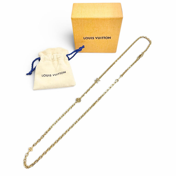 極美品△LOUIS VUITTON ルイヴィトン M02740 チェーン LVユアーズ モノグラムフラワー ネックレス ゴールド 伊製 メンズ 箱・保存袋付き