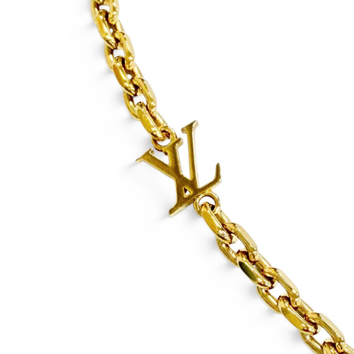極美品△LOUIS VUITTON ルイヴィトン M02740 チェーン LVユアーズ モノグラムフラワー ネックレス ゴールド 伊製 メンズ 箱・保存袋付き