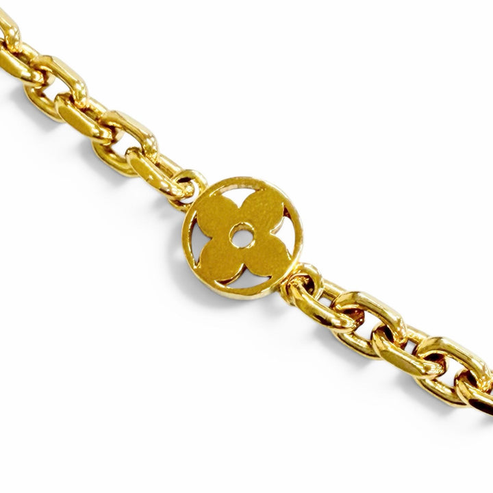 極美品△LOUIS VUITTON ルイヴィトン M02740 チェーン LVユアーズ モノグラムフラワー ネックレス ゴールド 伊製 メンズ 箱・保存袋付き