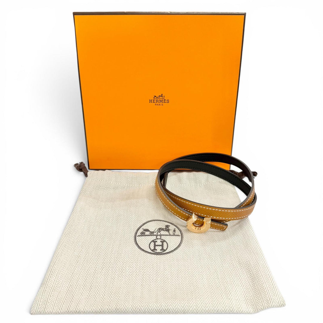 未使用品△HERMES エルメス キット ジョケット ヴォースイフト ヴォーエプソン ゴールデンイエロー リバーシブルベルト 茶色 黒 70 K刻印