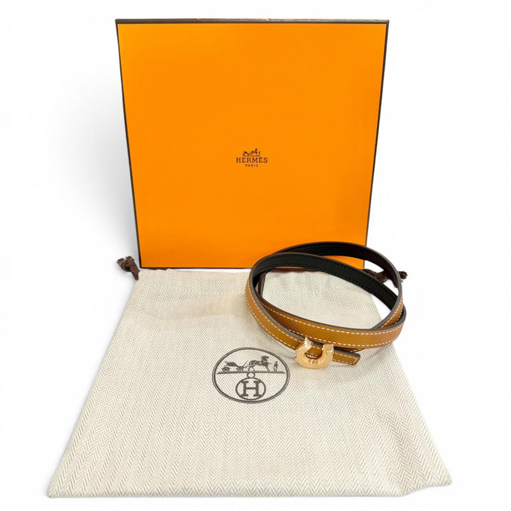 未使用品△HERMES エルメス キット ジョケット ヴォースイフト ヴォーエプソン ゴールデンイエロー リバーシブルベルト 茶色 黒 70 K刻印