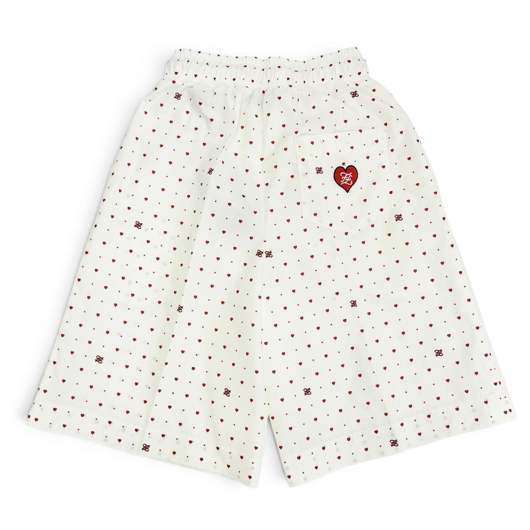 未使用品△FENDI フェンディ FAB259 FFロゴワッペン ドット ハート イージーショートパンツ ハーフパンツ アイボリー レッド XS 正規品