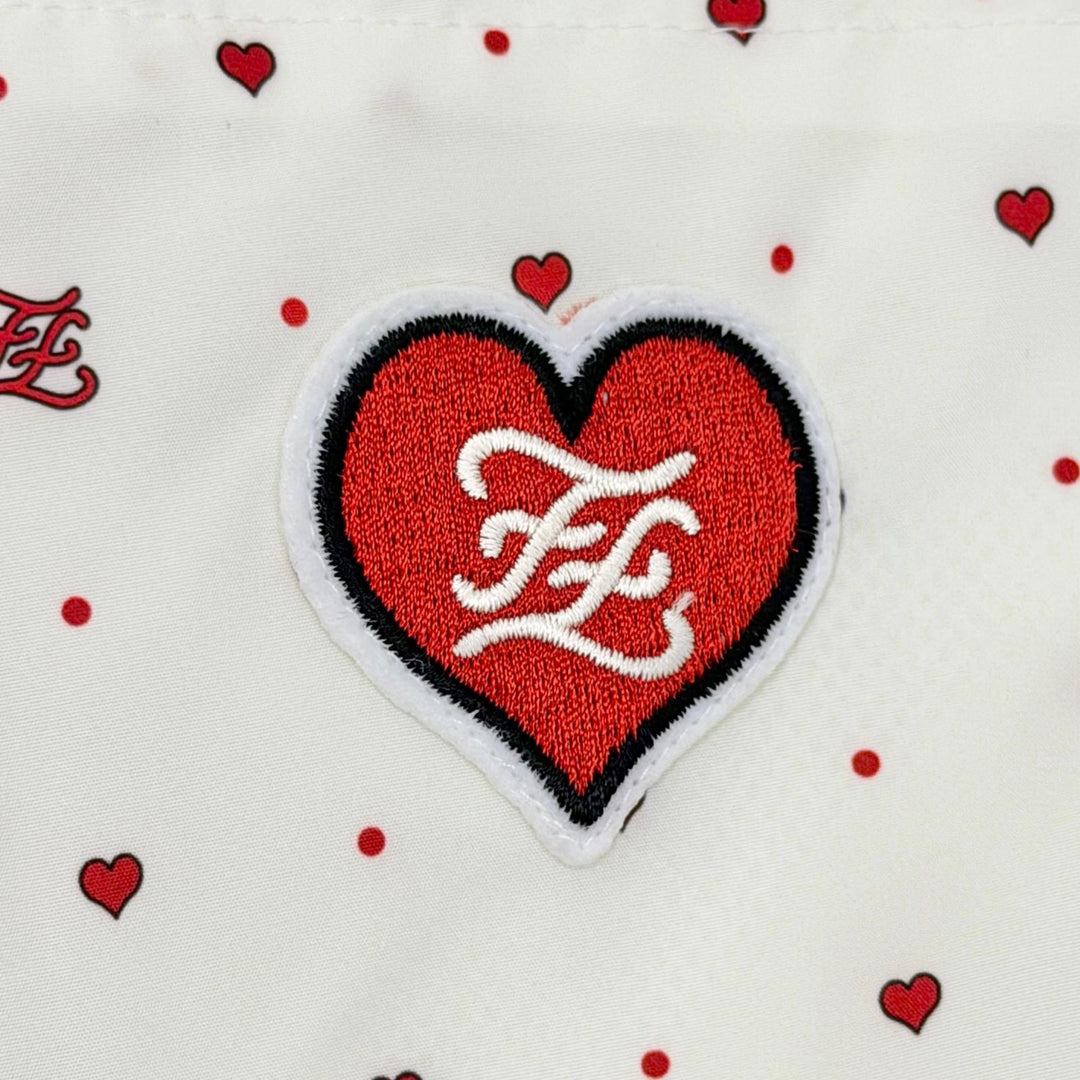 未使用品△FENDI フェンディ FAB259 FFロゴワッペン ドット ハート イージーショートパンツ ハーフパンツ アイボリー レッド XS 正規品