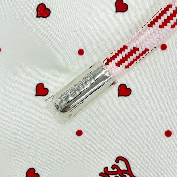 未使用品△FENDI フェンディ FAB259 FFロゴワッペン ドット ハート イージーショートパンツ ハーフパンツ アイボリー レッド XS 正規品