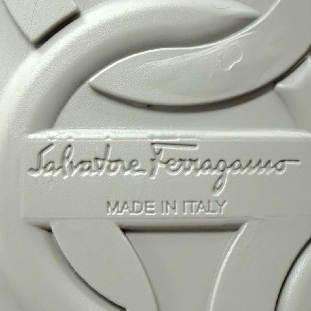 極美品▼Salvatore Ferragamo サルヴァトーレフェラガモ ラバー エンボスガンチーニ レインブーツ グレー 8 イタリア製 メンズ