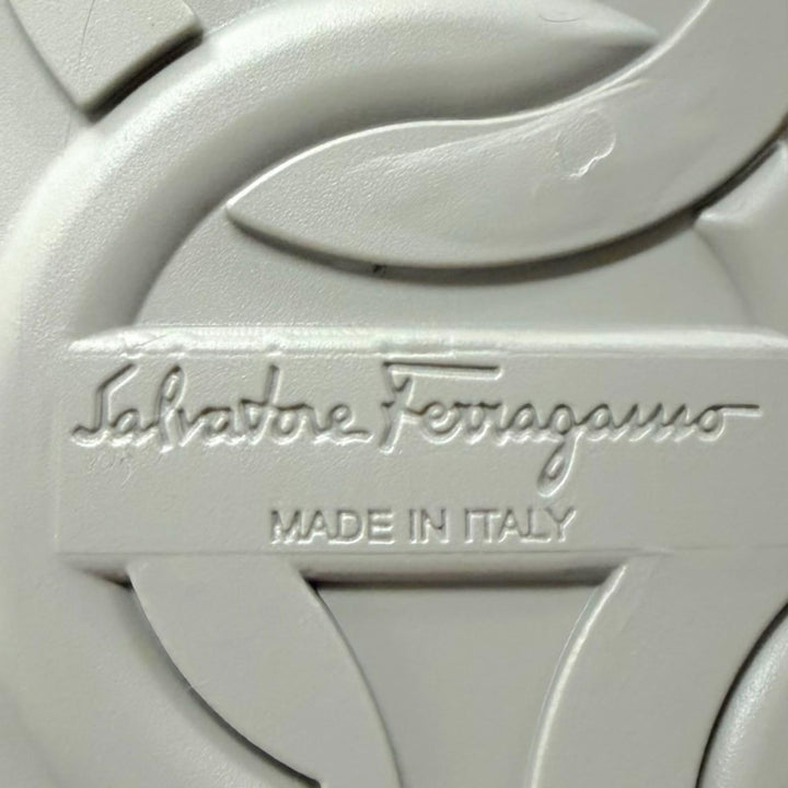 極美品▼Salvatore Ferragamo サルヴァトーレフェラガモ ラバー エンボスガンチーニ レインブーツ グレー 8 イタリア製 メンズ