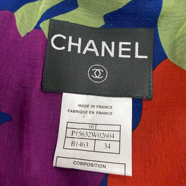 美品☆CHANEL シャネル ヴィンテージ 00T P15632 シルク使い ココマーク・サークルロゴパーツ ツイード ジャケット・スカートセット 34
