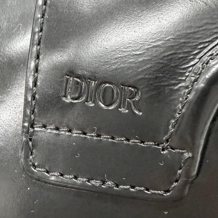 未使用品□DIOR ディオール オム エヴィデンス レザー エンボスロゴ プレーントゥ ダービーシューズ ドレスシューズ 黒 43 イタリア製