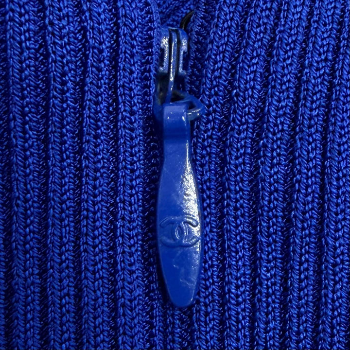 美品★CHANEL シャネル P46123 P46122 パールココマークボタン ロゴパーツ セットアップ ブルー 36 トップス：36 スカート：40 伊製