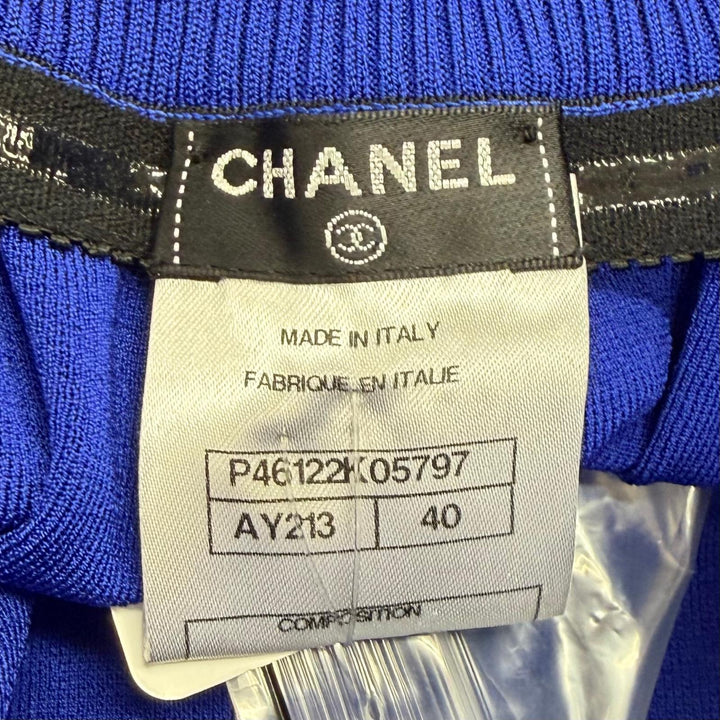 美品★CHANEL シャネル P46123 P46122 パールココマークボタン ロゴパーツ セットアップ ブルー 36 トップス：36 スカート：40 伊製