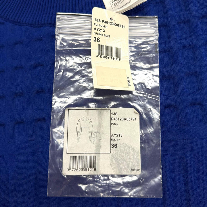美品★CHANEL シャネル P46123 P46122 パールココマークボタン ロゴパーツ セットアップ ブルー 36 トップス：36 スカート：40 伊製