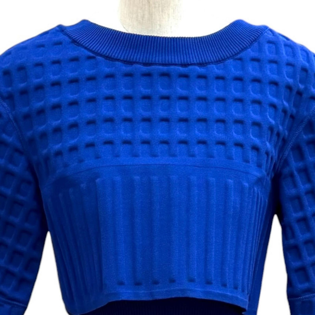 美品★CHANEL シャネル P46123 P46122 パールココマークボタン ロゴパーツ セットアップ ブルー 36 トップス：36 スカート：40 伊製