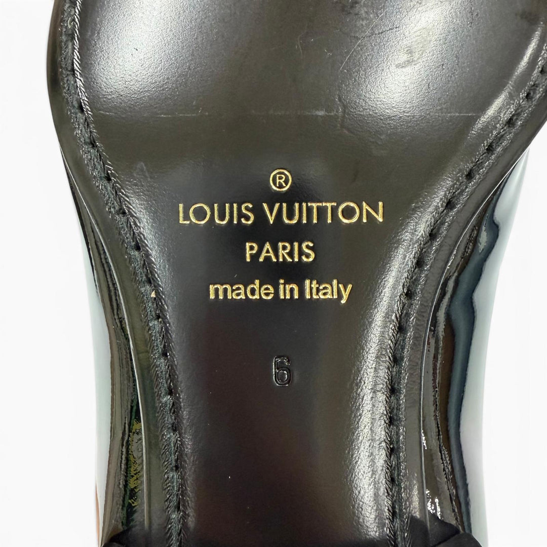 極美品▼LOUIS VUITTON ルイヴィトン パテントレザー モノグラムフラワー金具 ドレスシューズ ブラック 6 イタリア製 メンズ フォーマル