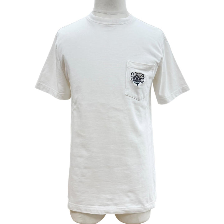 美品▼DIOR STUSSY ディオール オム ステューシー 033J644A0554 コットン100% BEE刺繍 胸ポケット クルーネック 半袖Ｔシャツ XS 正規品