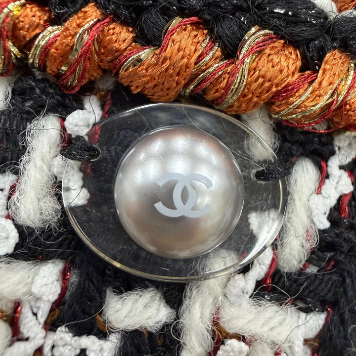極美品☆CHANEL シャネル 17K P57498 千鳥格子 ココボタン ZIP ツイードジャケット スタンドカラージャケット ブラック 34 正規品
