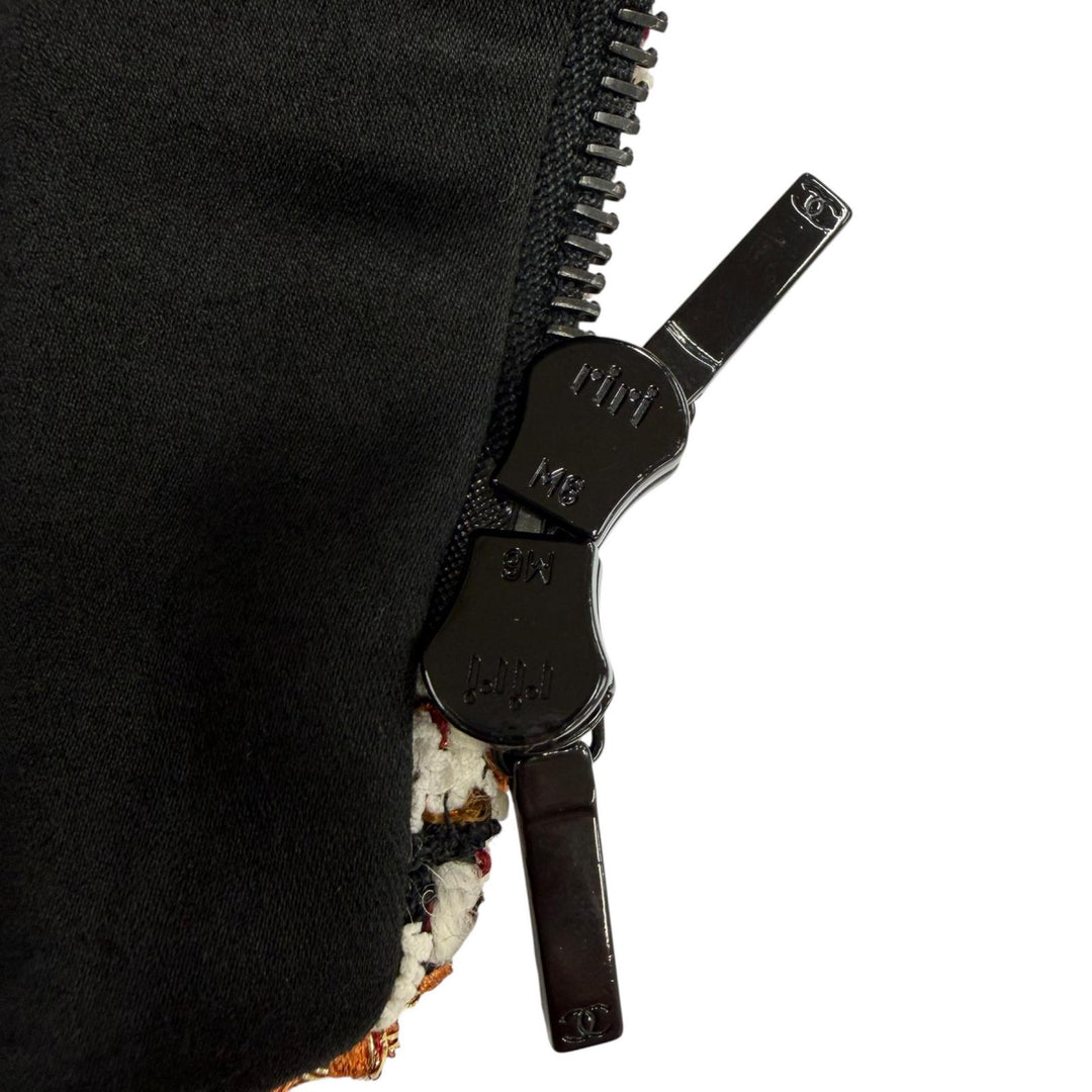 極美品☆CHANEL シャネル 17K P57498 千鳥格子 ココボタン ZIP ツイードジャケット スタンドカラージャケット ブラック 34 正規品