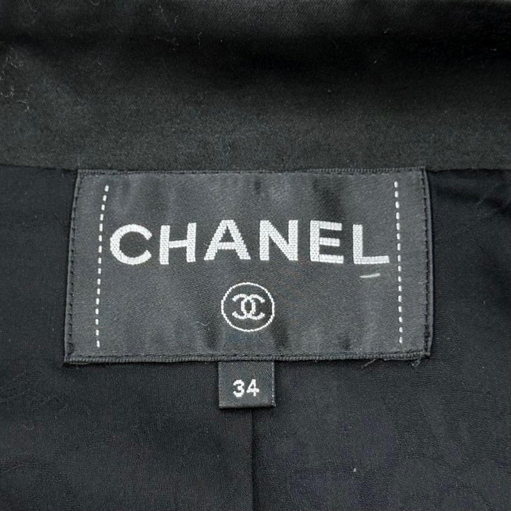 極美品☆CHANEL シャネル 17K P57498 千鳥格子 ココボタン ZIP ツイードジャケット スタンドカラージャケット ブラック 34 正規品