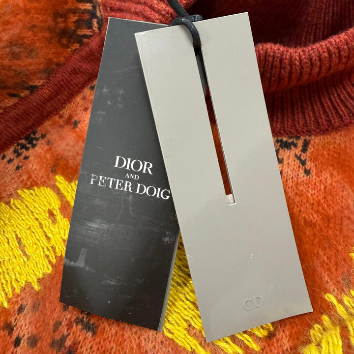 極美品▼DIOR ディオール オム 143M643AT279 ウール100% ハイネック ジャガード ニット セーター オレンジ XS イタリア製 正規品 メンズ