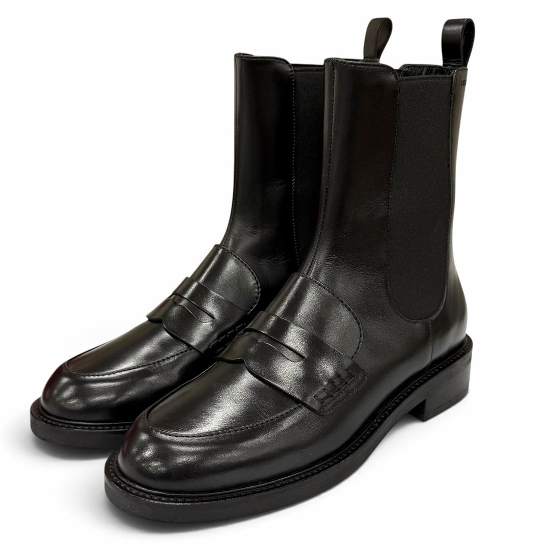 極美品★BALLY バリー ロゴ刻印 サイドゴア レザー ショートブーツ ブラック 37 イタリア製 レディース 箱付き