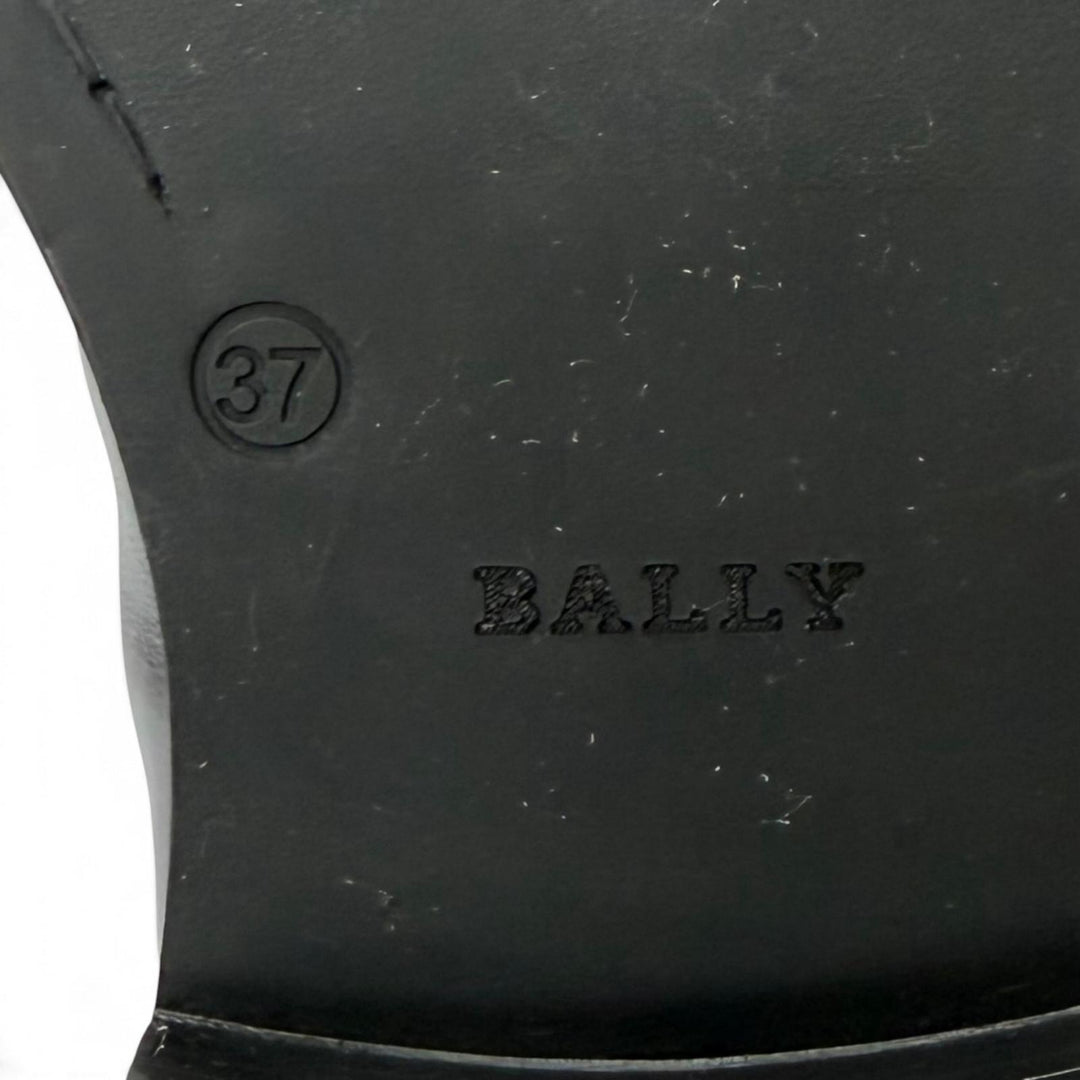 極美品★BALLY バリー ロゴ刻印 サイドゴア レザー ショートブーツ ブラック 37 イタリア製 レディース 箱付き