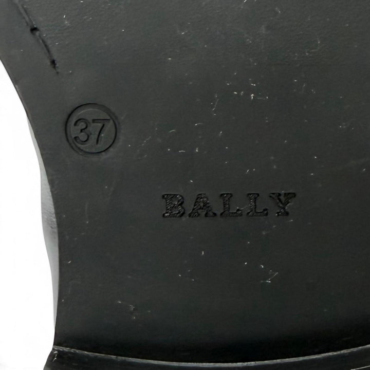 極美品★BALLY バリー ロゴ刻印 サイドゴア レザー ショートブーツ ブラック 37 イタリア製 レディース 箱付き