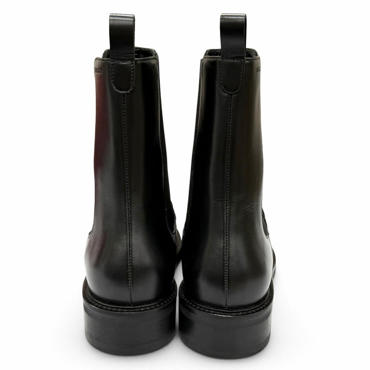 極美品★BALLY バリー ロゴ刻印 サイドゴア レザー ショートブーツ ブラック 37 イタリア製 レディース 箱付き
